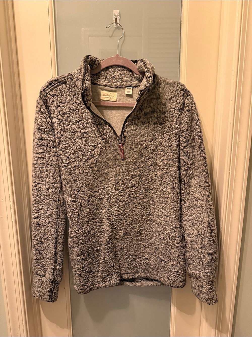 Cozy Women's Gray Sherpa Half-Zip Pullover